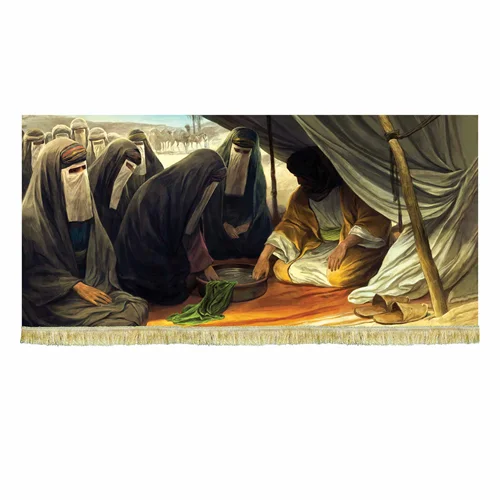 کتیبه مخمل نقاشی بیعت زنان در غدیر خم
