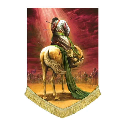 کتیبه مخمل عمودی نقاشی شهادت امام حسین (ع)