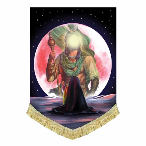 کتیبه مخمل نقاشی حضرت رقیه (س) و حضرت عباس (س)