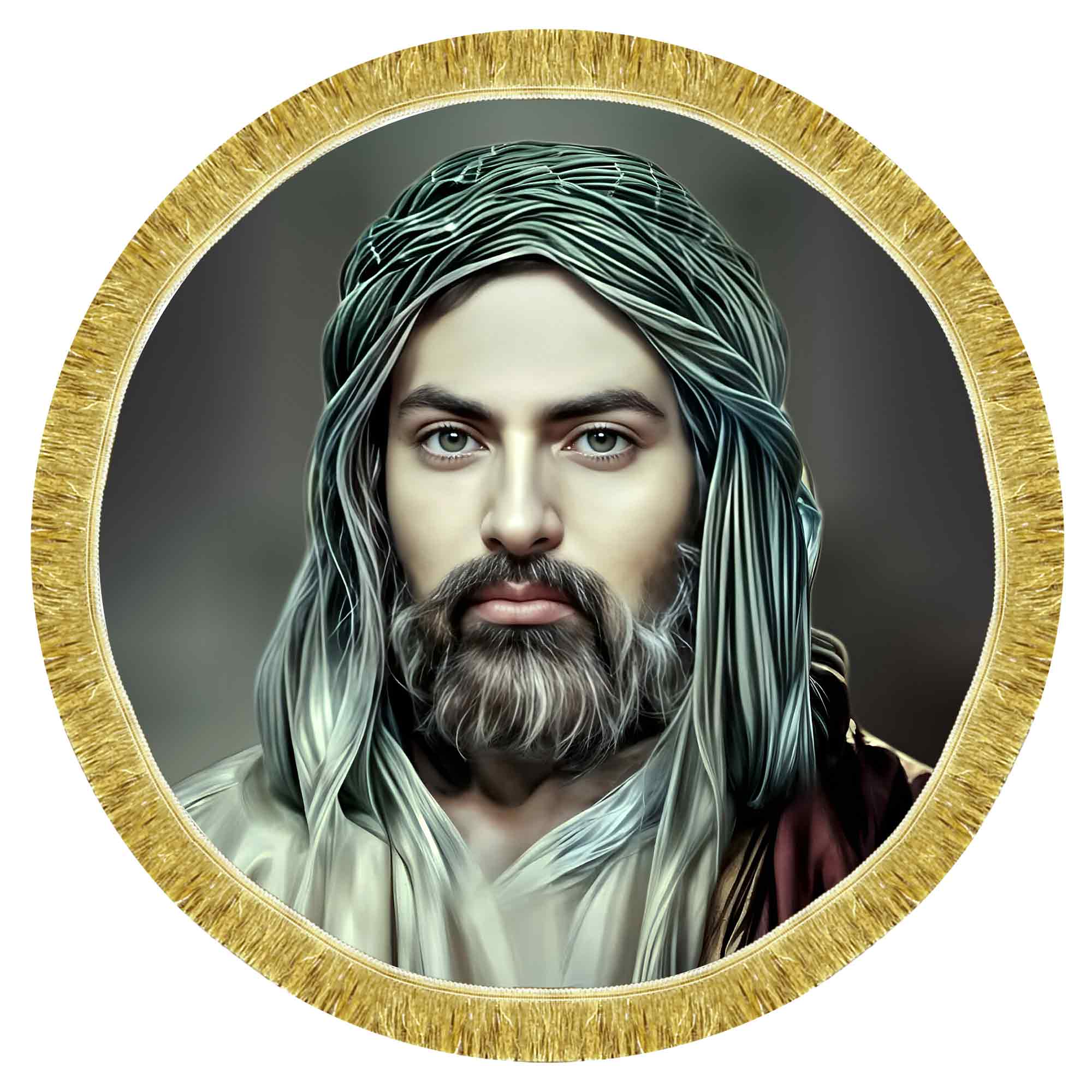 کتیبه مخمل تمثال امام علی (ع) طرح دایره ای