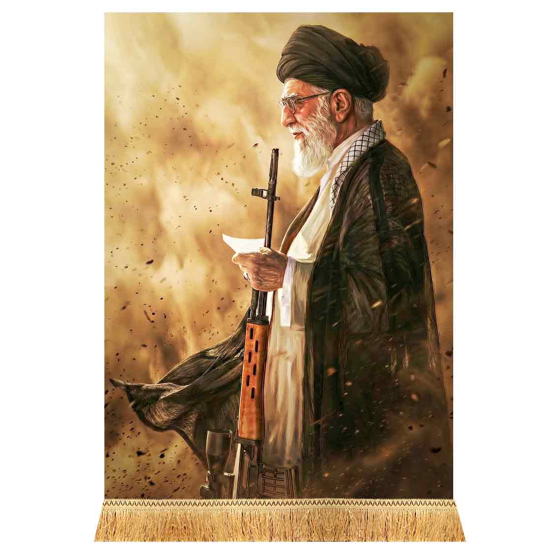 کتیبه مخمل تمثال رهبر شهید سید علی خامنه ای