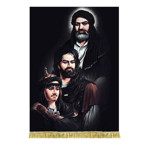 کتیبه مخمل تمثال امام علی (ع) و امام حسین (ع) و حضرت علی اکبر (ع)