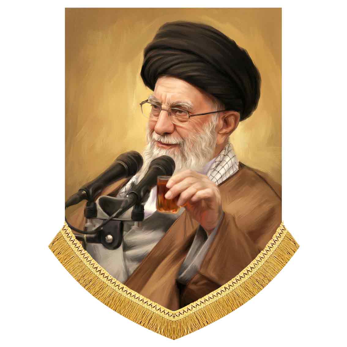 کتیبه مخمل آویز تمثال رهبر شهید ایران