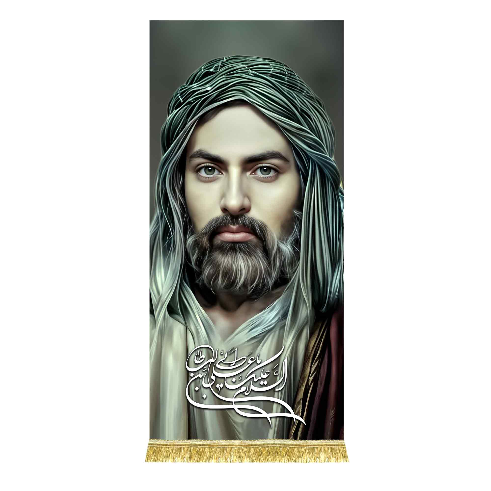 کتیبه مخمل شمایل امام علی (ع)