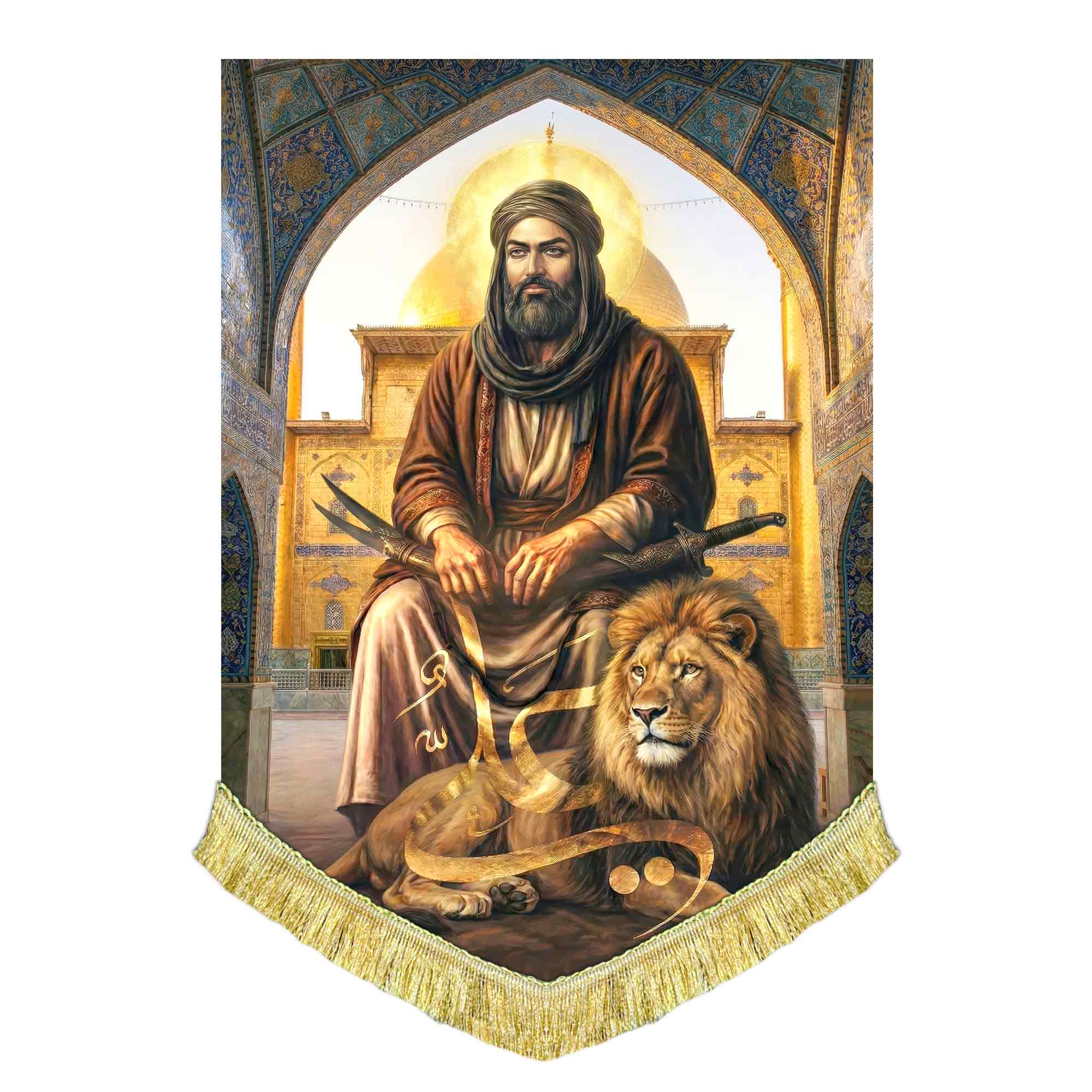 دکور مخمل عمودی شمایل امام علی (ع) و ایوان نجف