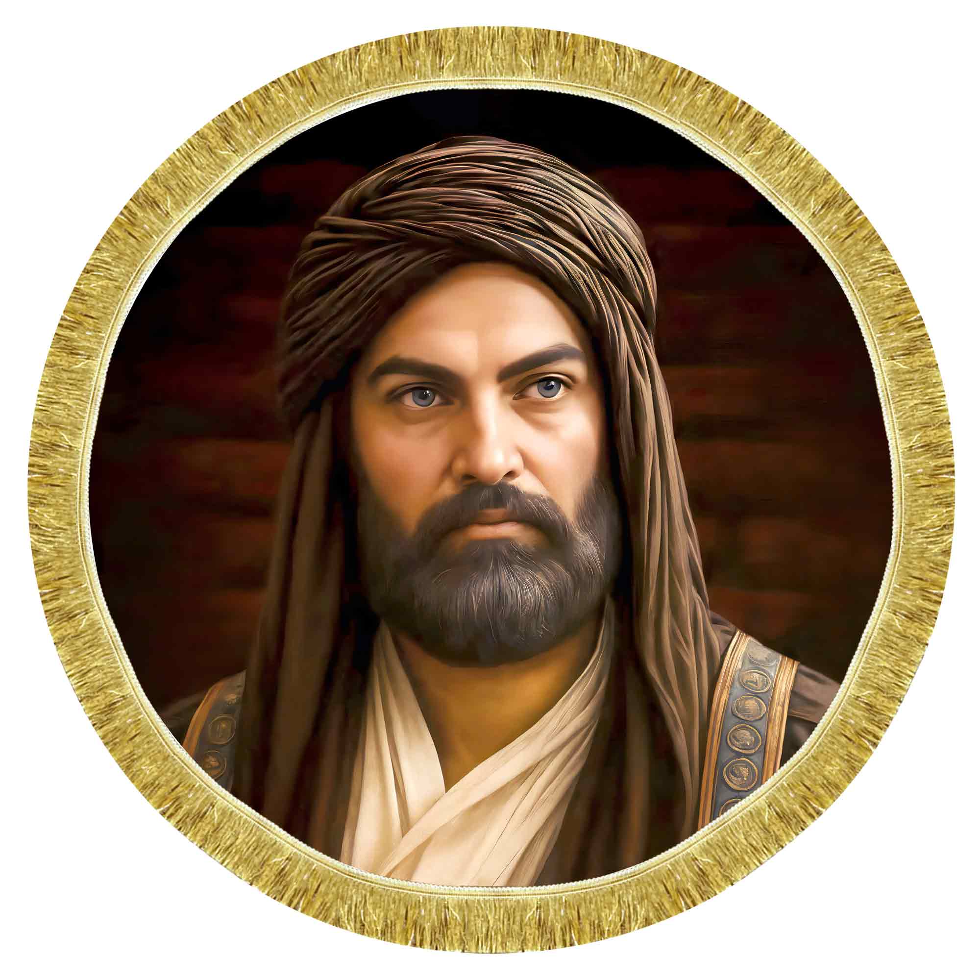 کتیبه مخمل تمثال امام علی (ع) طرح دایره ای