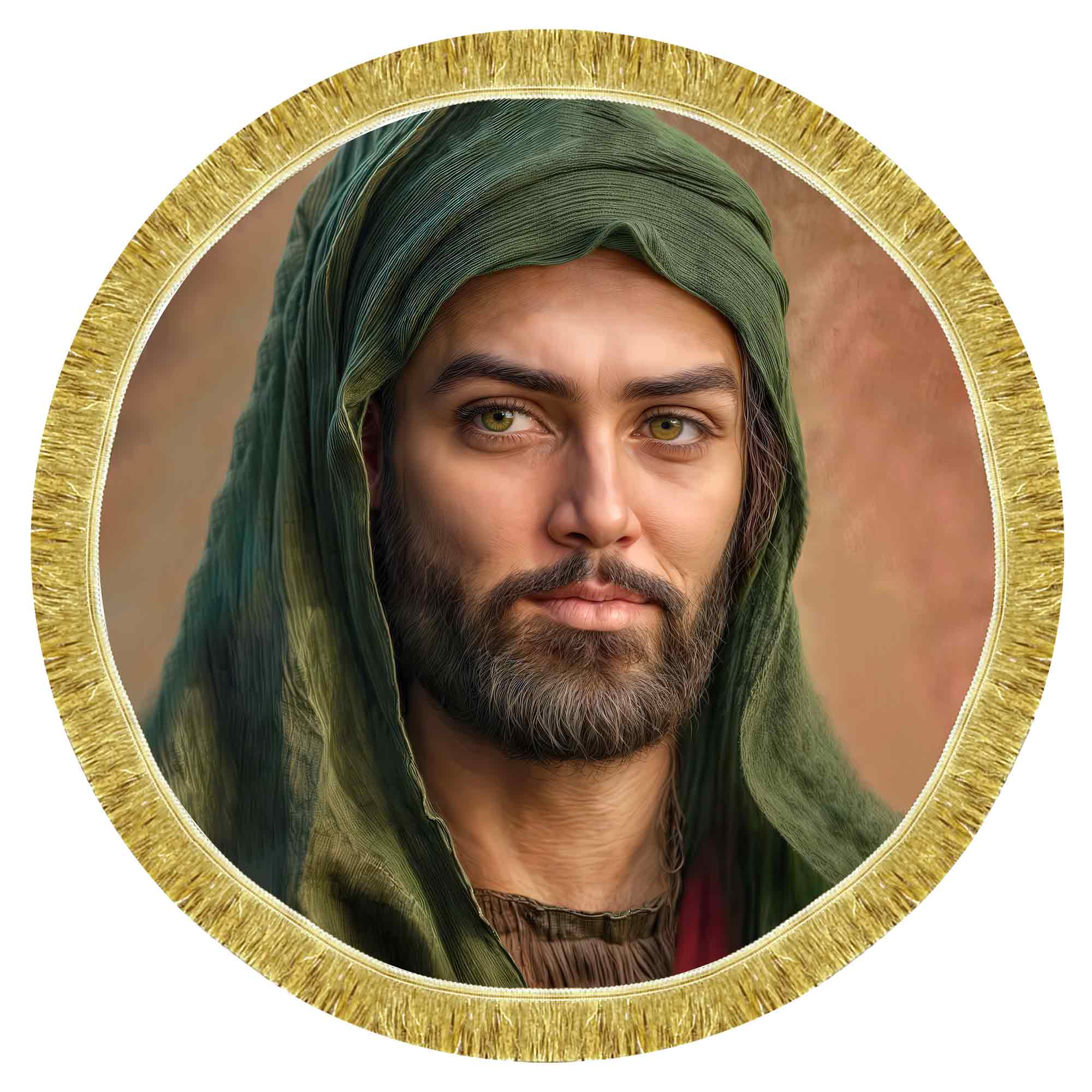 کتیبه مخمل تمثال امام حسین (ع) طرح دایره ای