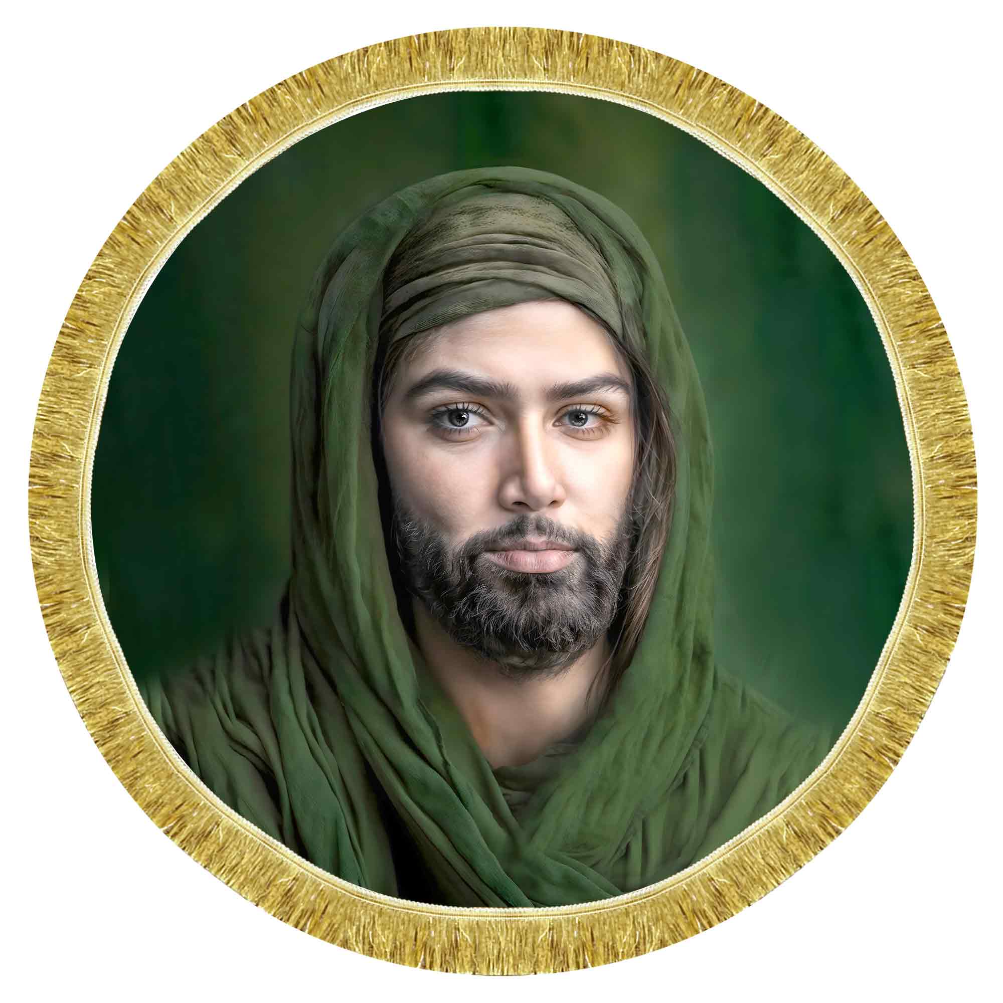 کتیبه مخمل تمثال امام حسین (ع) طرح دایره ای