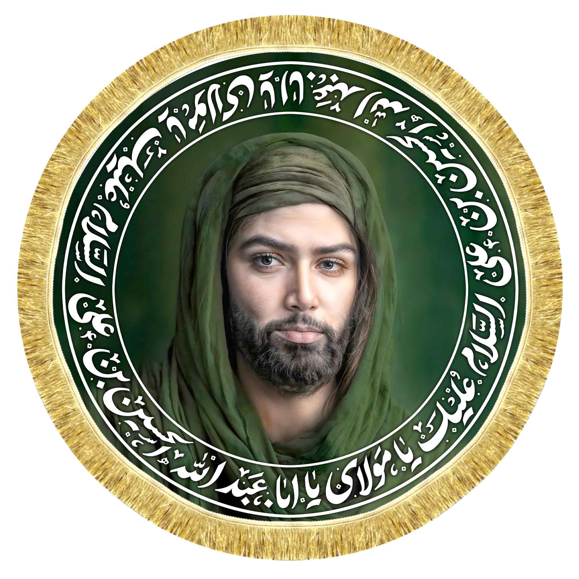 کتیبه مخمل تمثال امام حسین (ع) طرح دایره ای