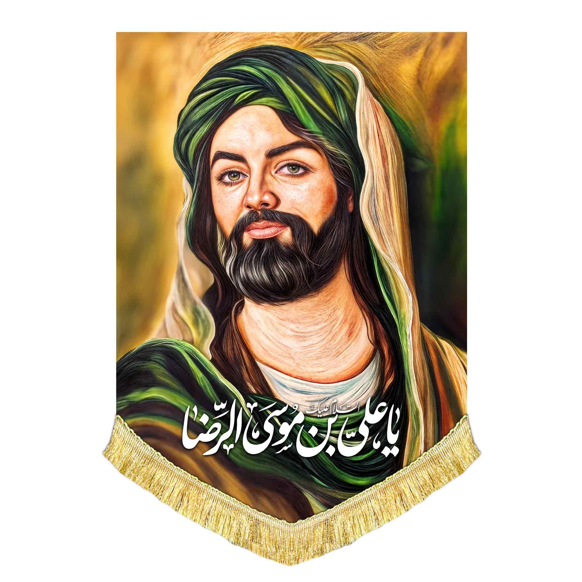 کتیبه مخمل شمایل امام رضا (ع)