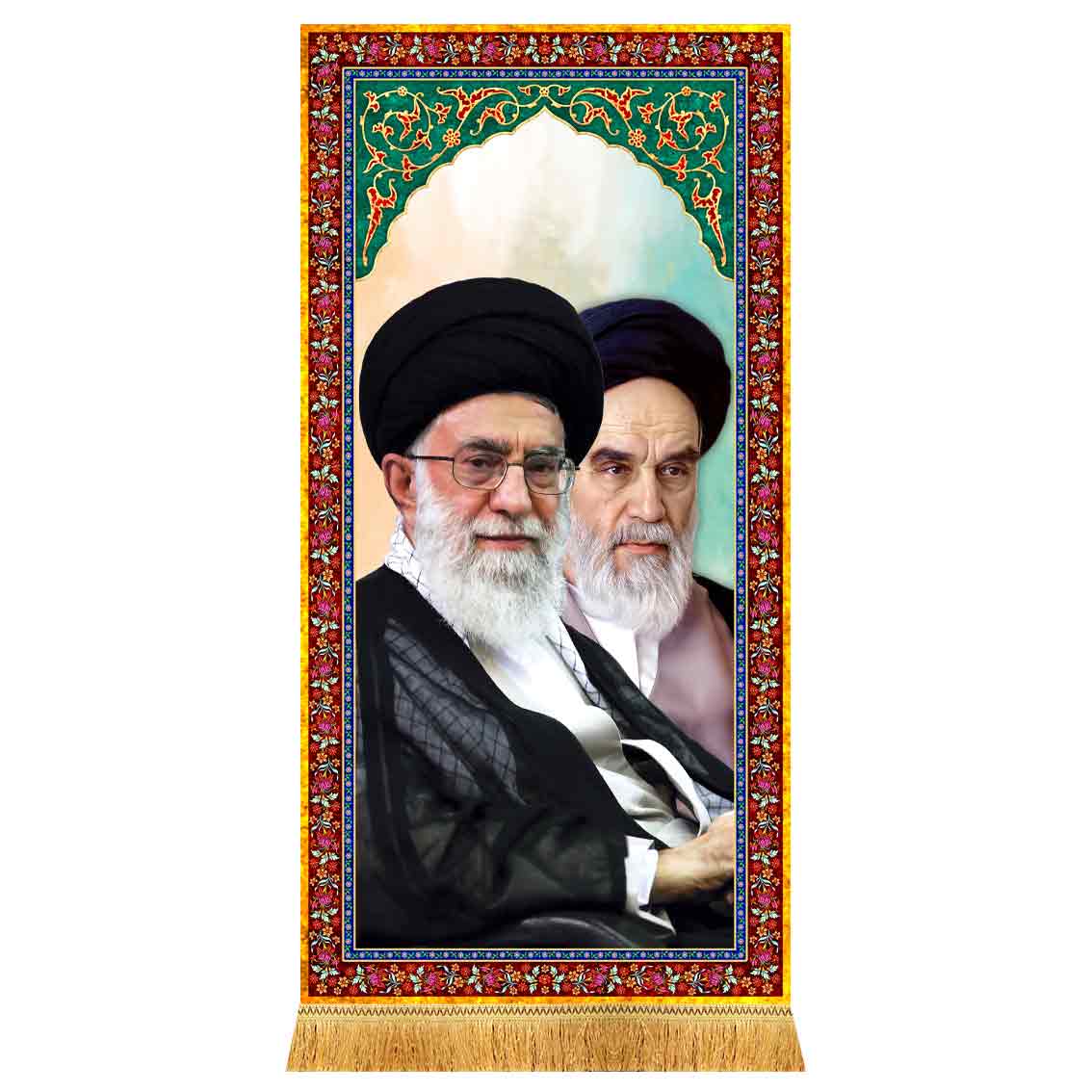 کتیبه مخمل آویز تمثال رهبر شهید و امام خمینی