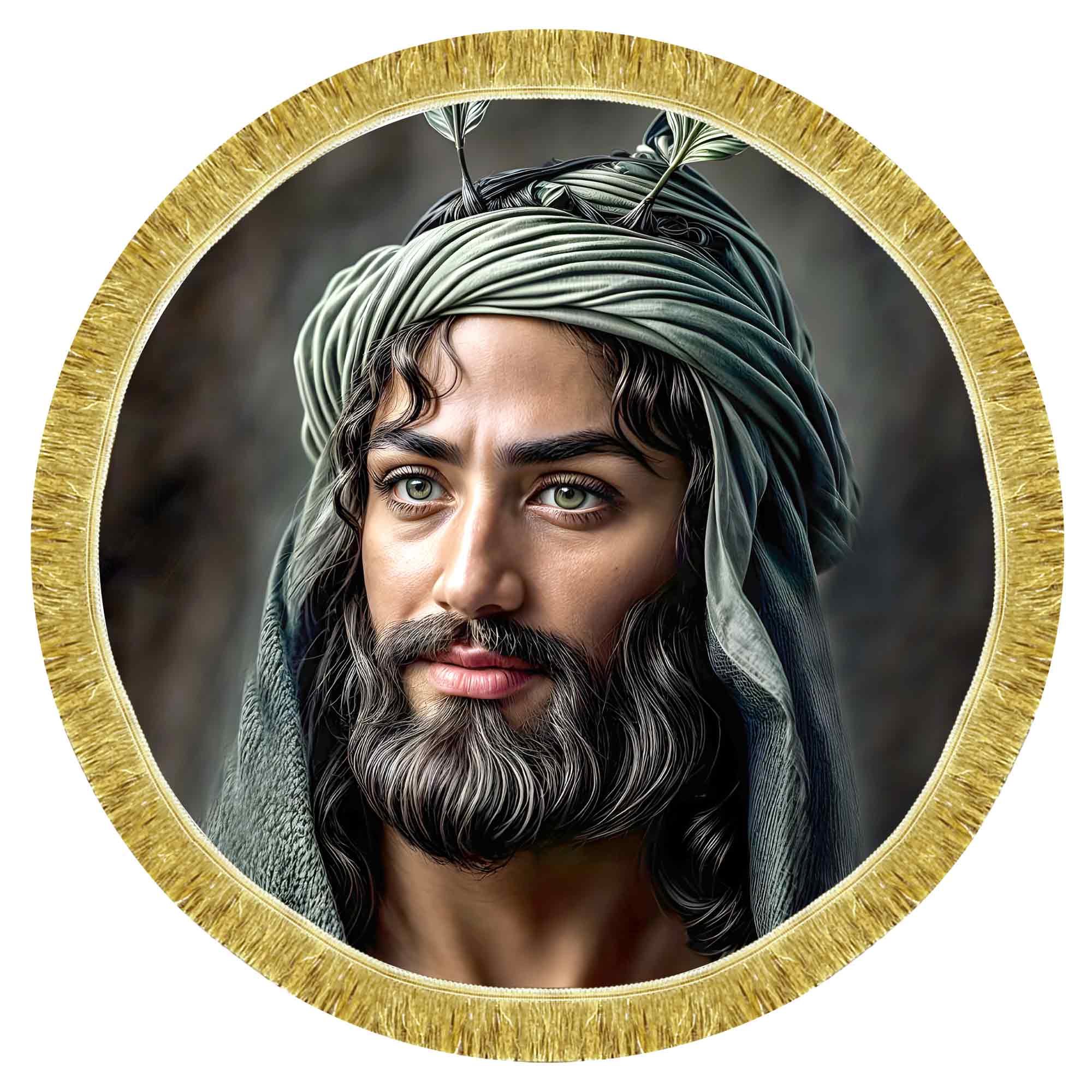 کتیبه مخمل تمثال حضرت عباس (ع) طرح دایره ای