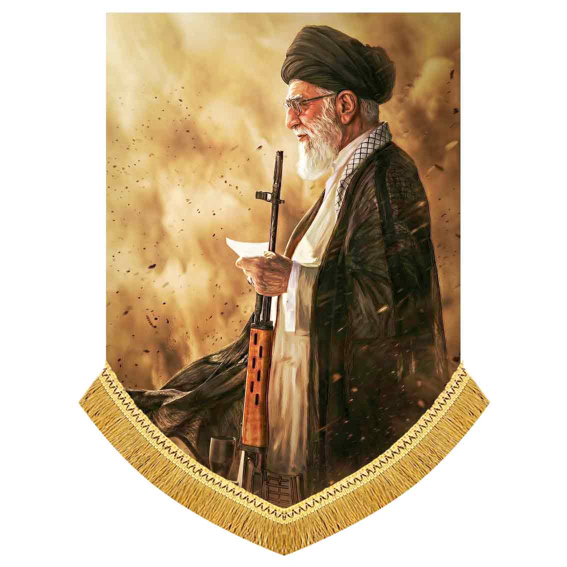 کتیبه مخمل تمثال رهبر شهید سید علی خامنه ای