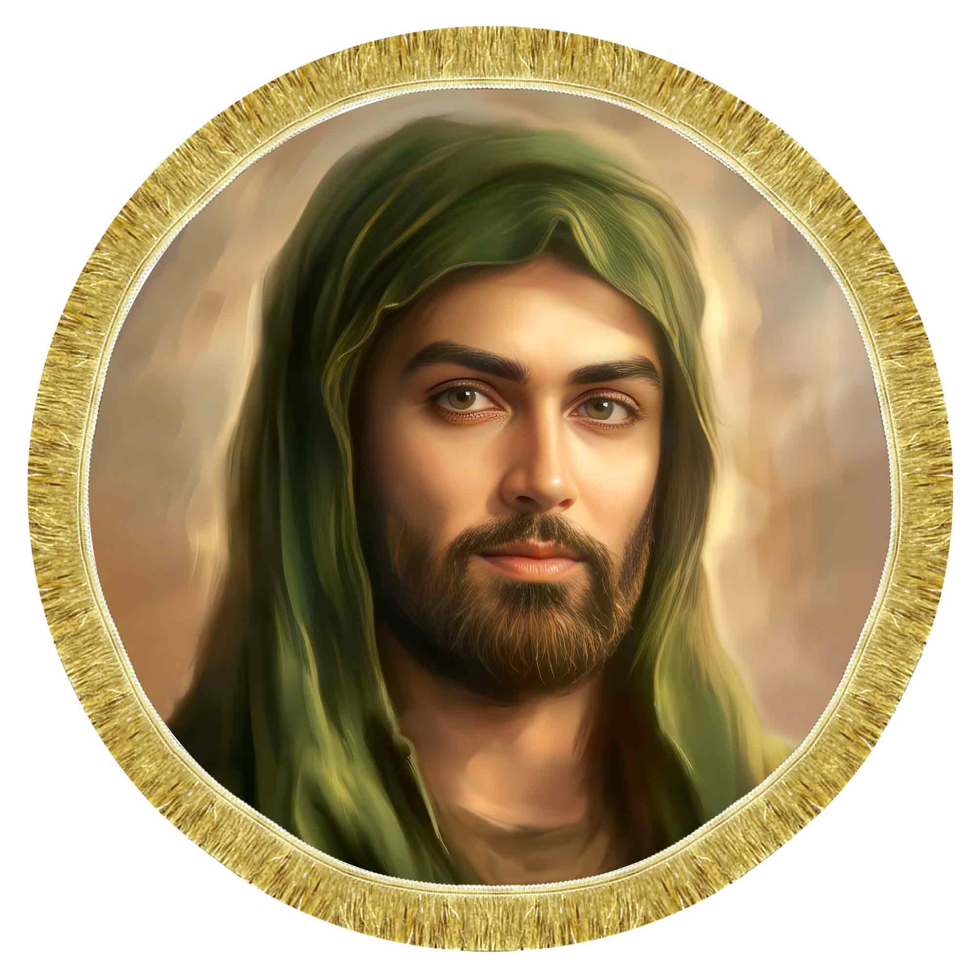 کتیبه مخمل تمثال امام حسین (ع) طرح دایره ای
