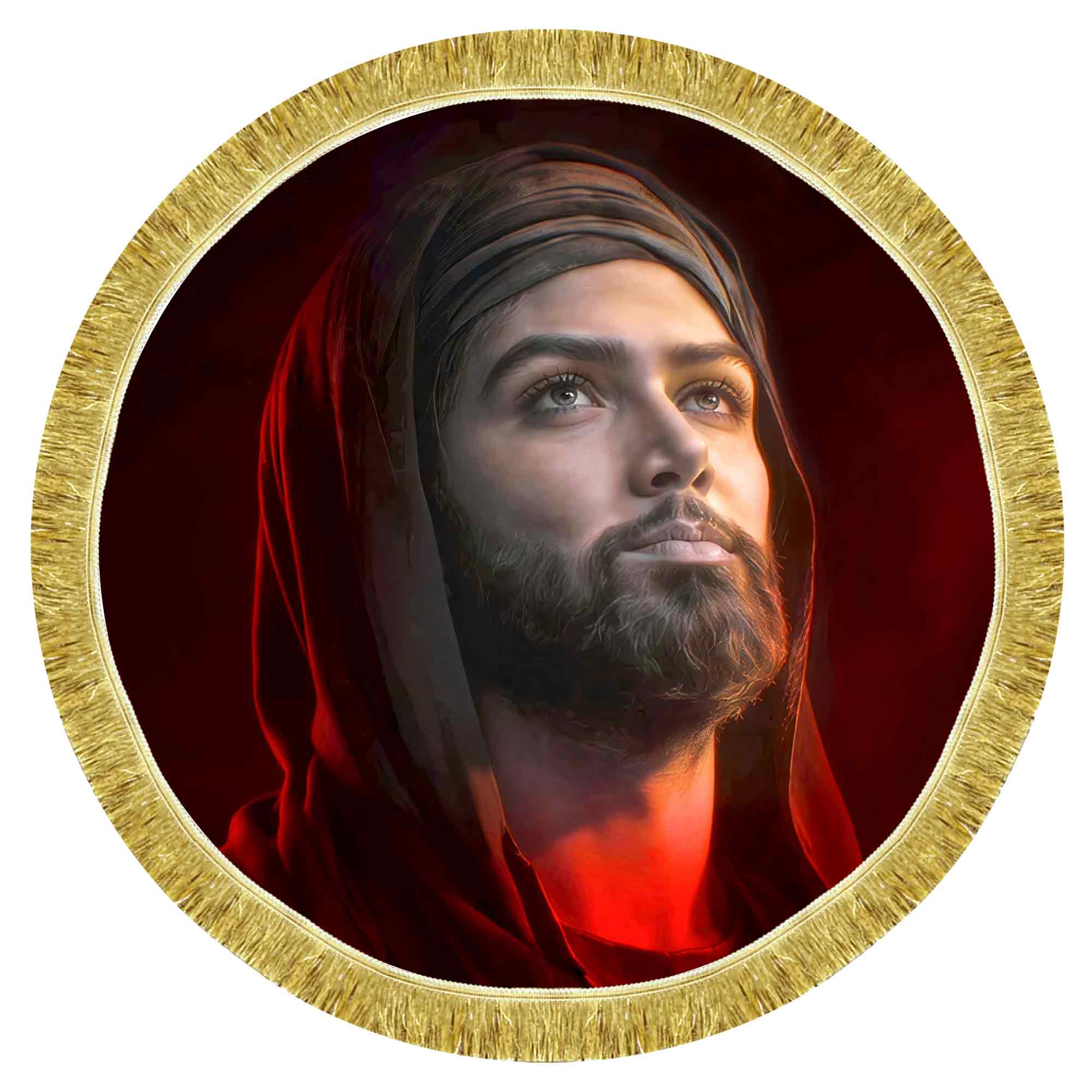 کتیبه مخمل تمثال امام حسین (ع) طرح دایره ای