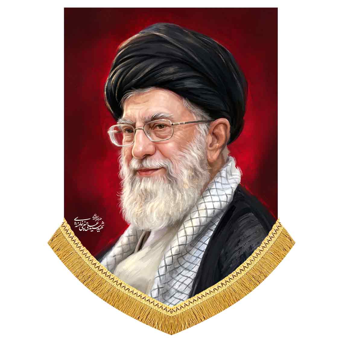 کتیبه مخمل تمثال رهبر شهید امام خامنه ای