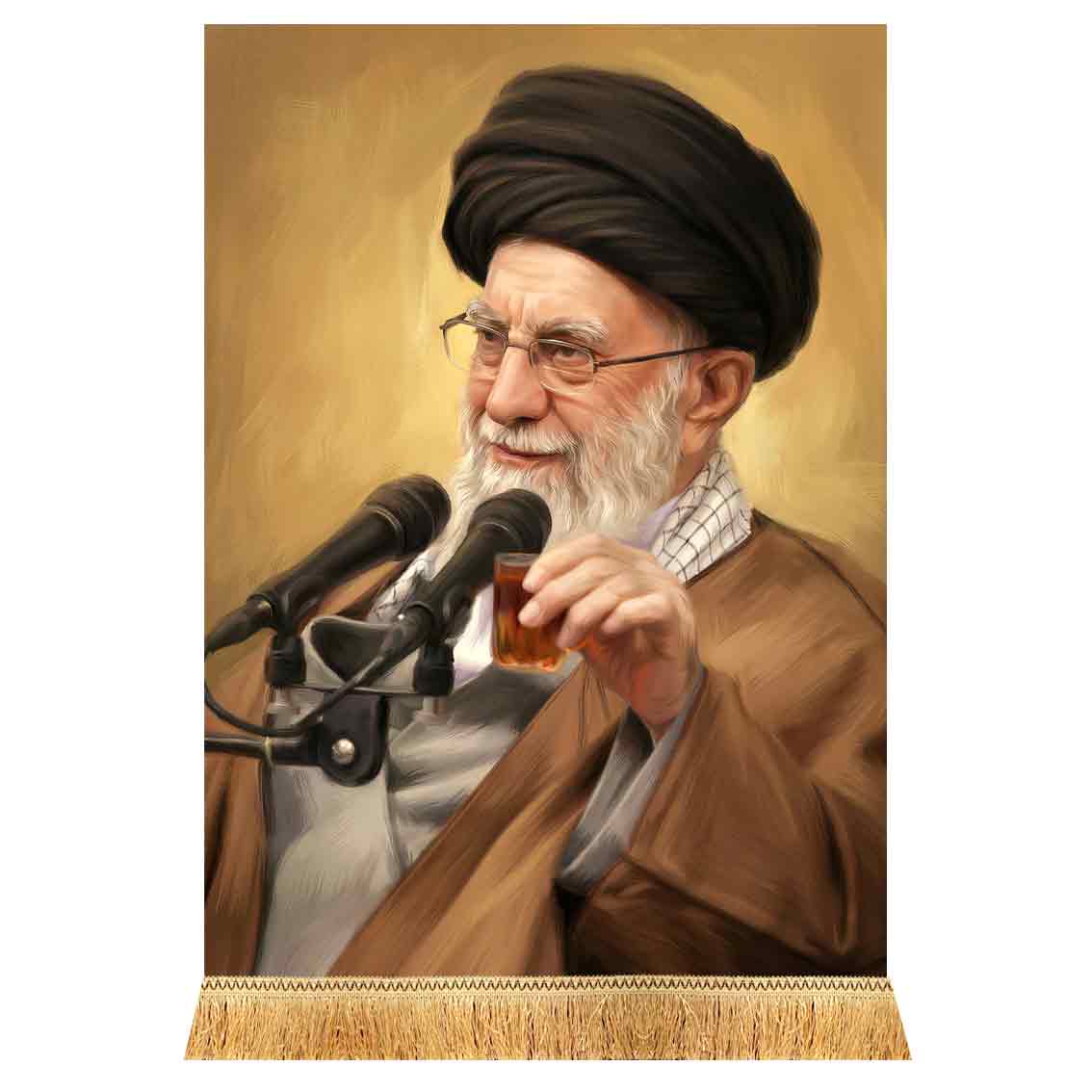 کتیبه مخمل آویز تمثال رهبر شهید ایران