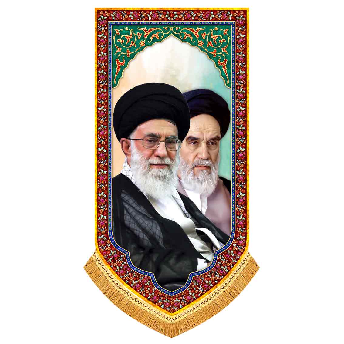 کتیبه مخمل آویز تمثال رهبر شهید و امام خمینی
