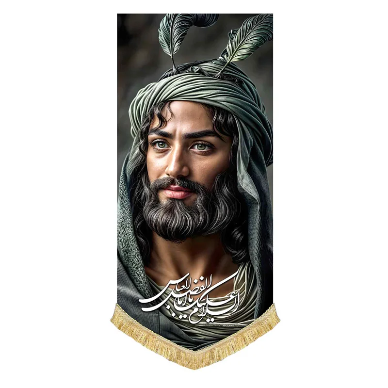 کتیبه مخمل عمودی تمثال حضرت عباس (ع)