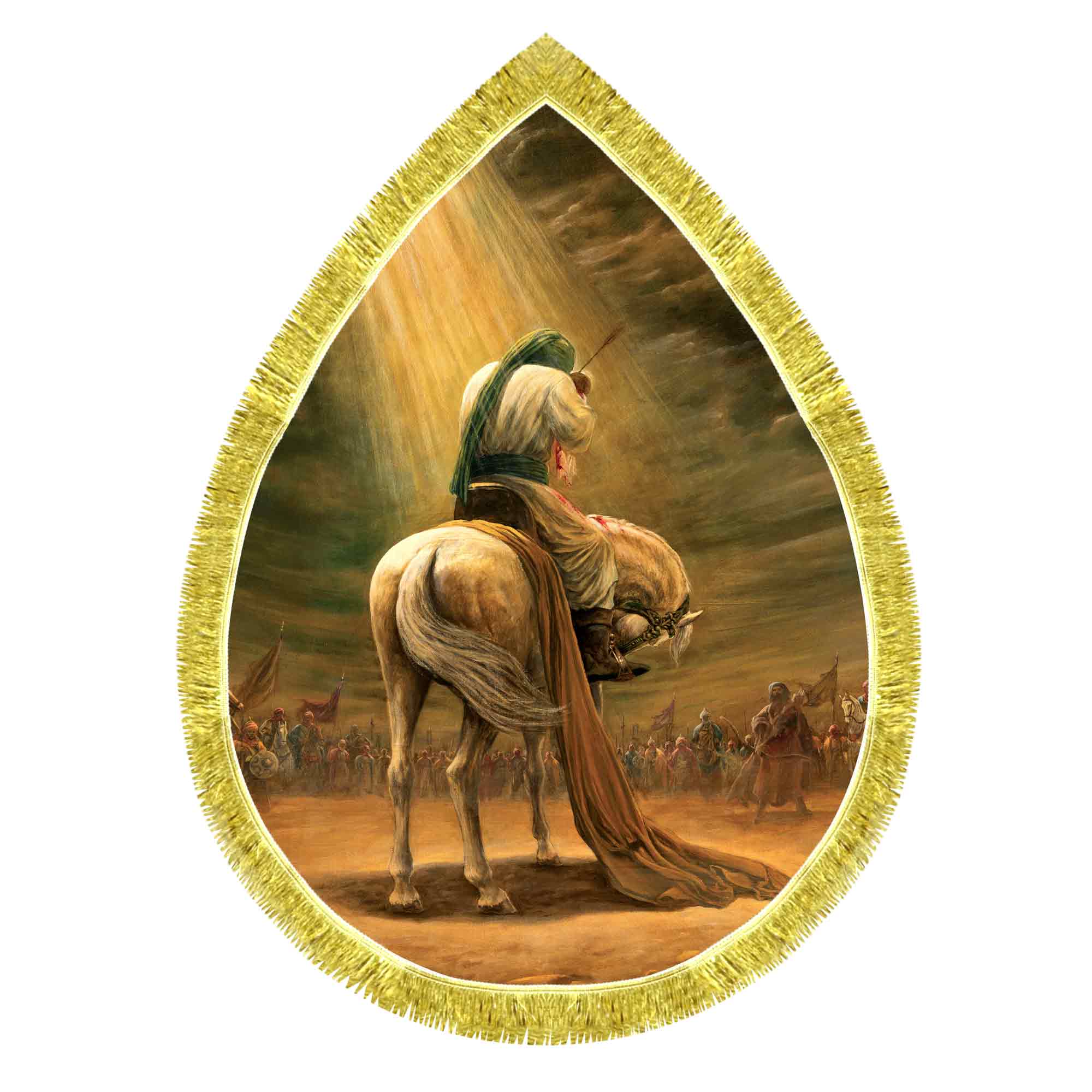 کتیبه مخمل طرح اشکی امام حسین (ع) و شهادت حضرت علی اصغر (ع)