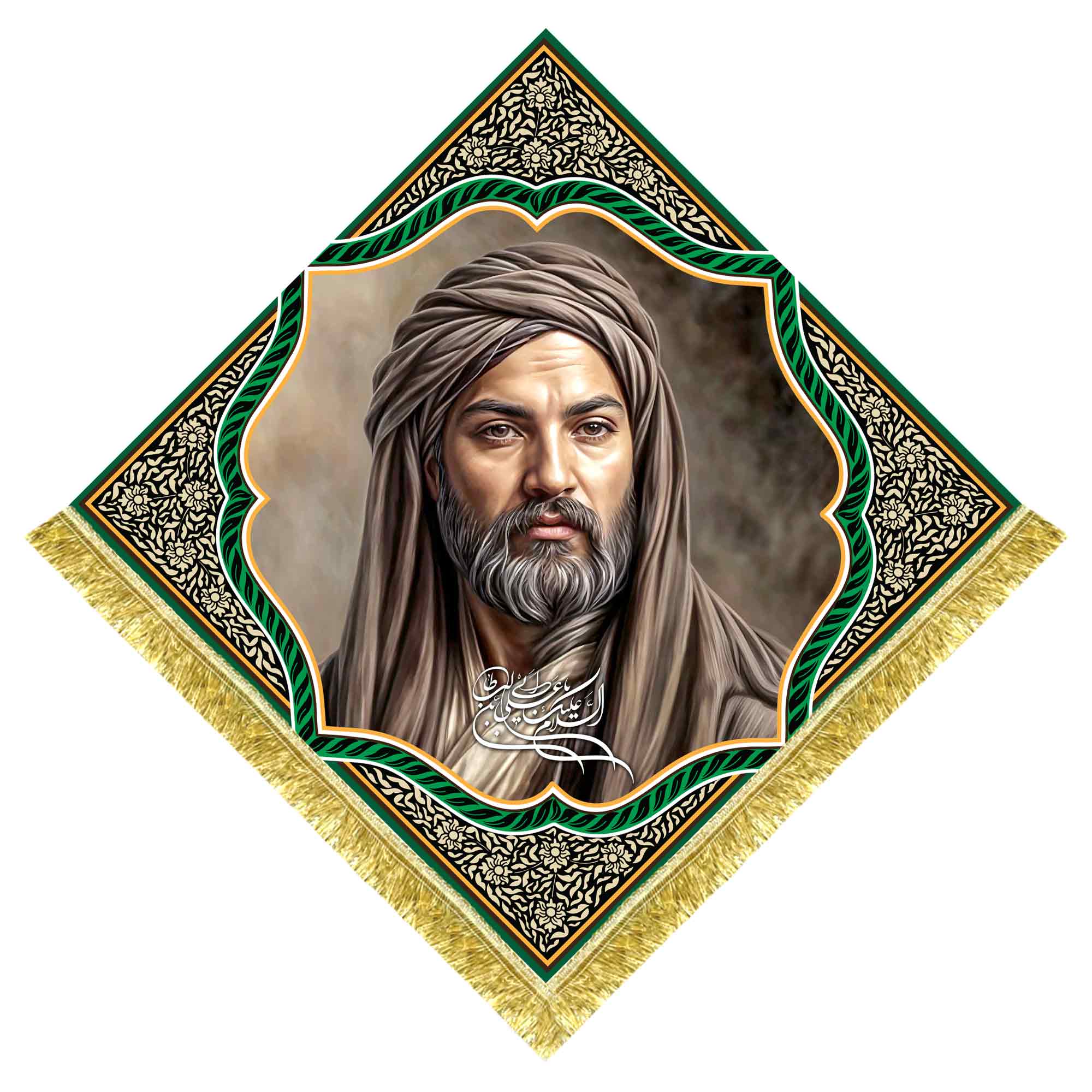 کتیبه مخمل تمثال امام علی (ع) طرح لوزی