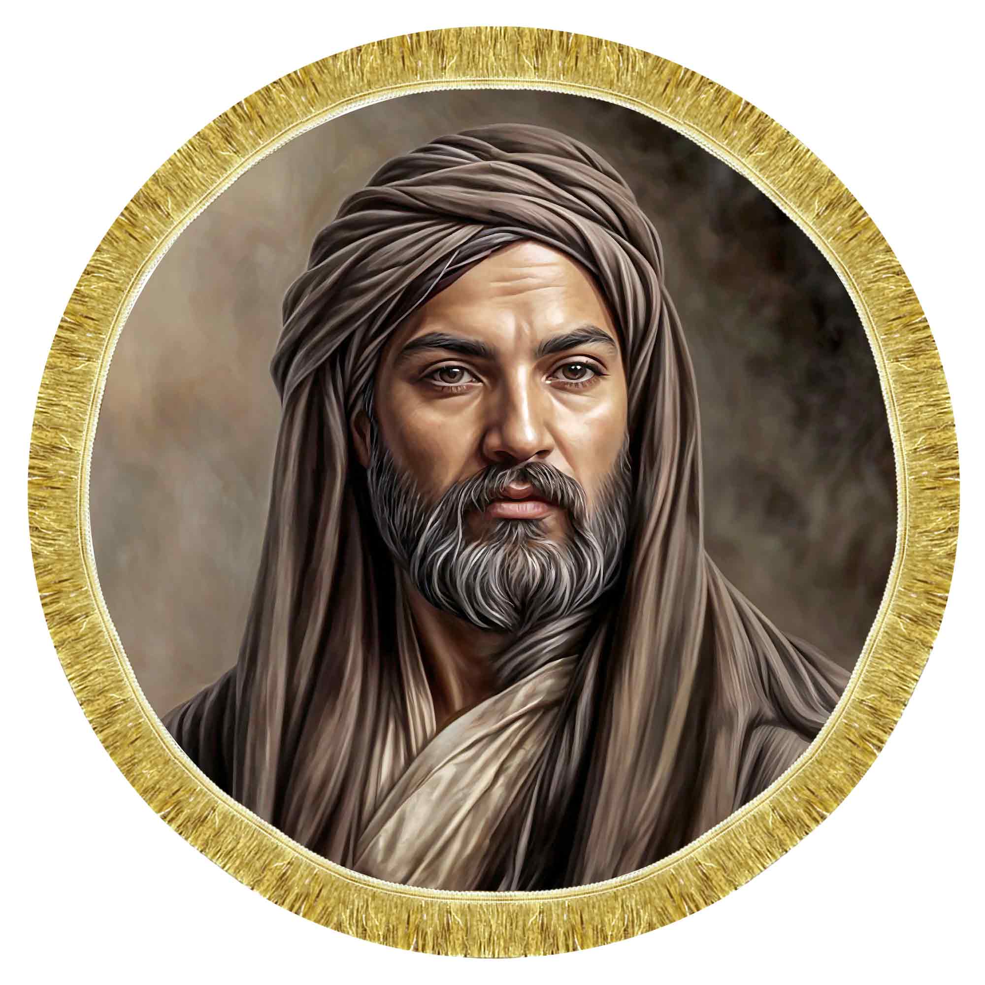 کتیبه مخمل تمثال امام علی (ع) طرح دایره ای