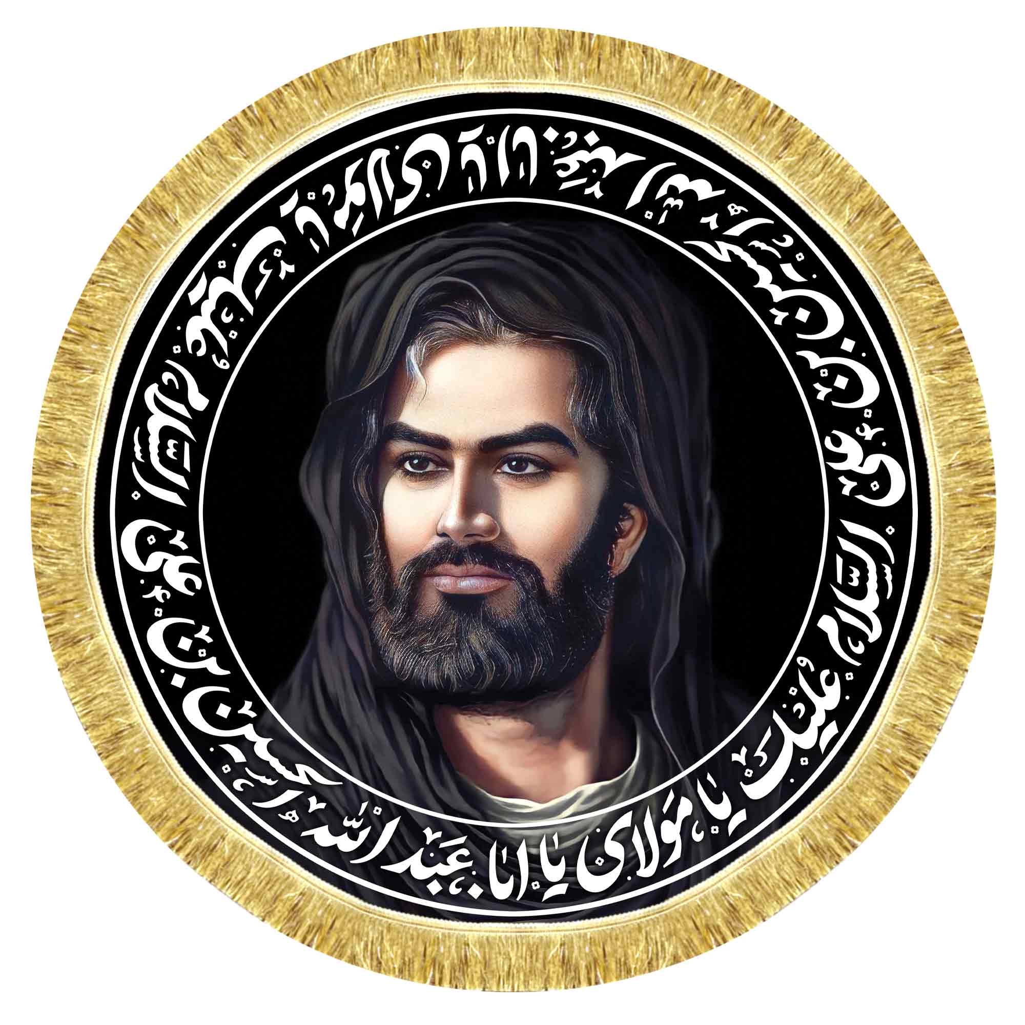 کتیبه مخمل تمثال امام حسین (ع) طرح دایره ای
