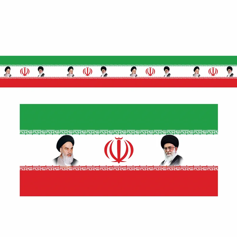 کتیبه مخمل پرچم ایران طرح دور تا دور به همراه حضرت آیت الله خامنه ای و امام خمینی (ره)