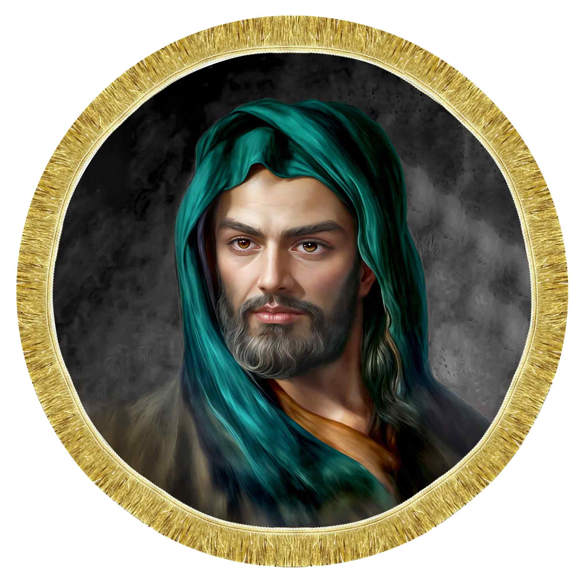 کتیبه مخمل تمثال امام حسین (ع) طرح دایره ای