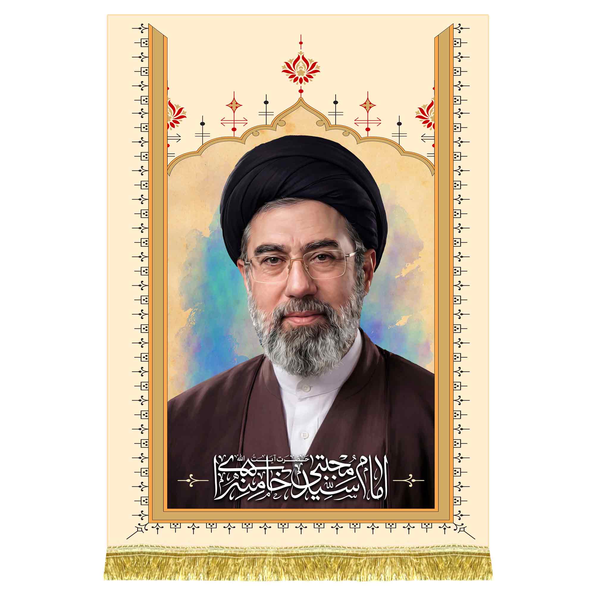 کتیبه مخمل تمثال حضرت آیت الله سید مجتبی خامنه ای