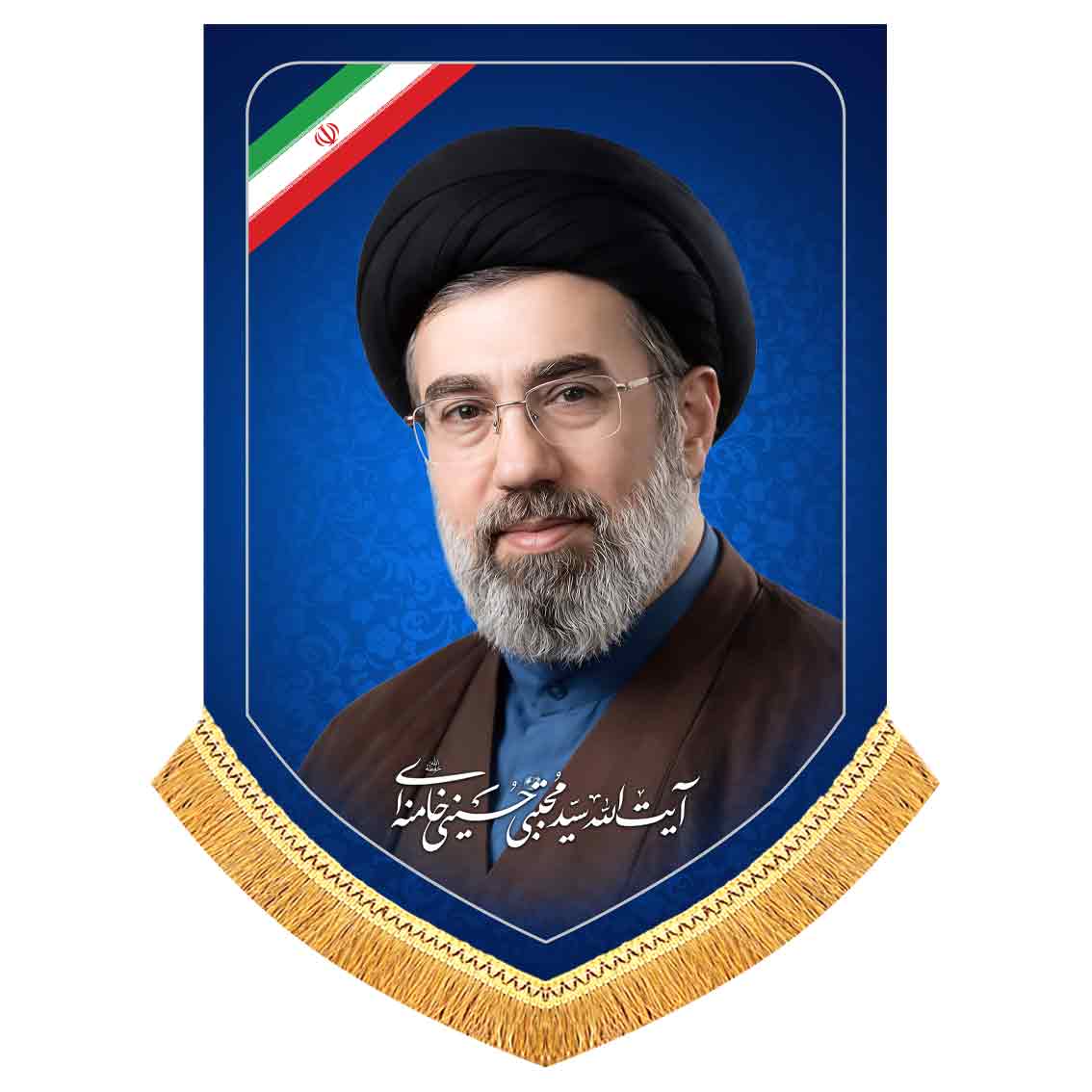 کتیبه مخمل تصویر رهبر ایران سید مجتبی خامنه ای